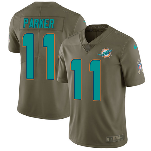 Nike Miami Dolphins #11 DeVante Parker Olive Youth Stitched NFL Limited 2017 Salute to Service Jersey->youth nfl jersey->Youth Jersey